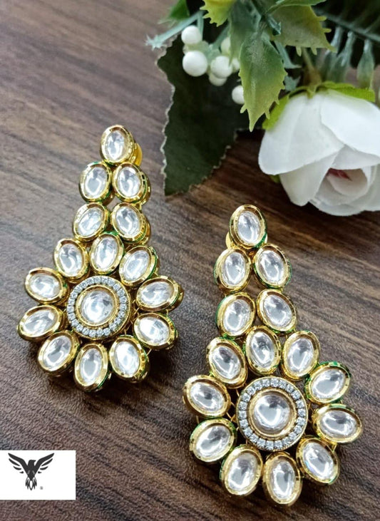 Floral backside meenakari kundan earring