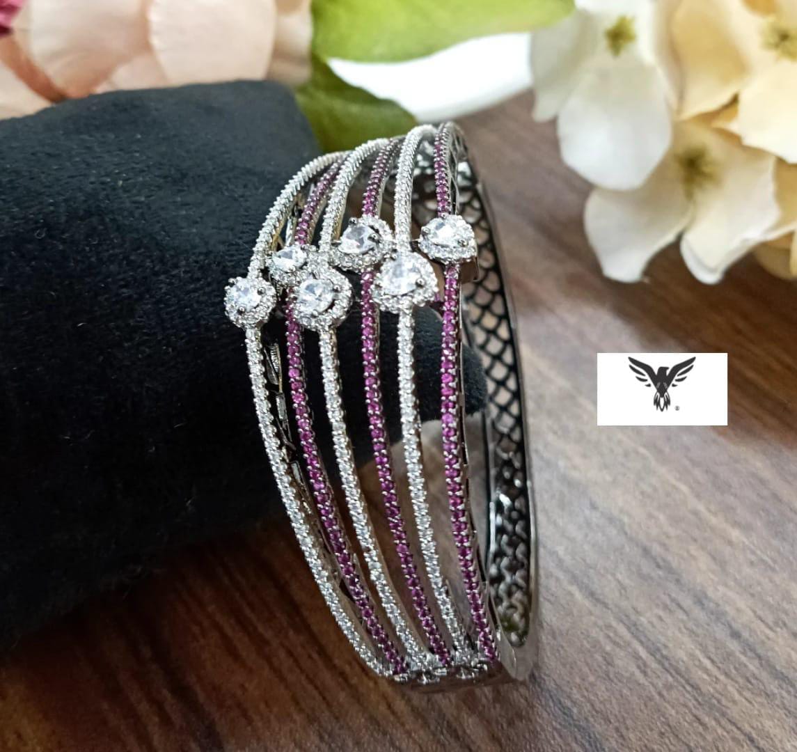 Ojal Beautiful  Diamond Bracelet in Pink For Women