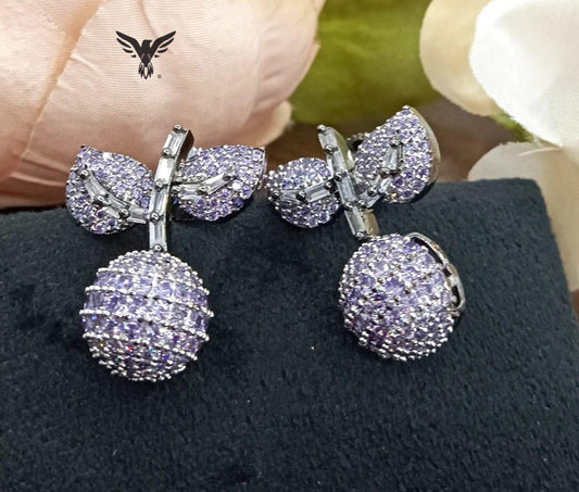 Cherry earring invisible setting in Lavender for women