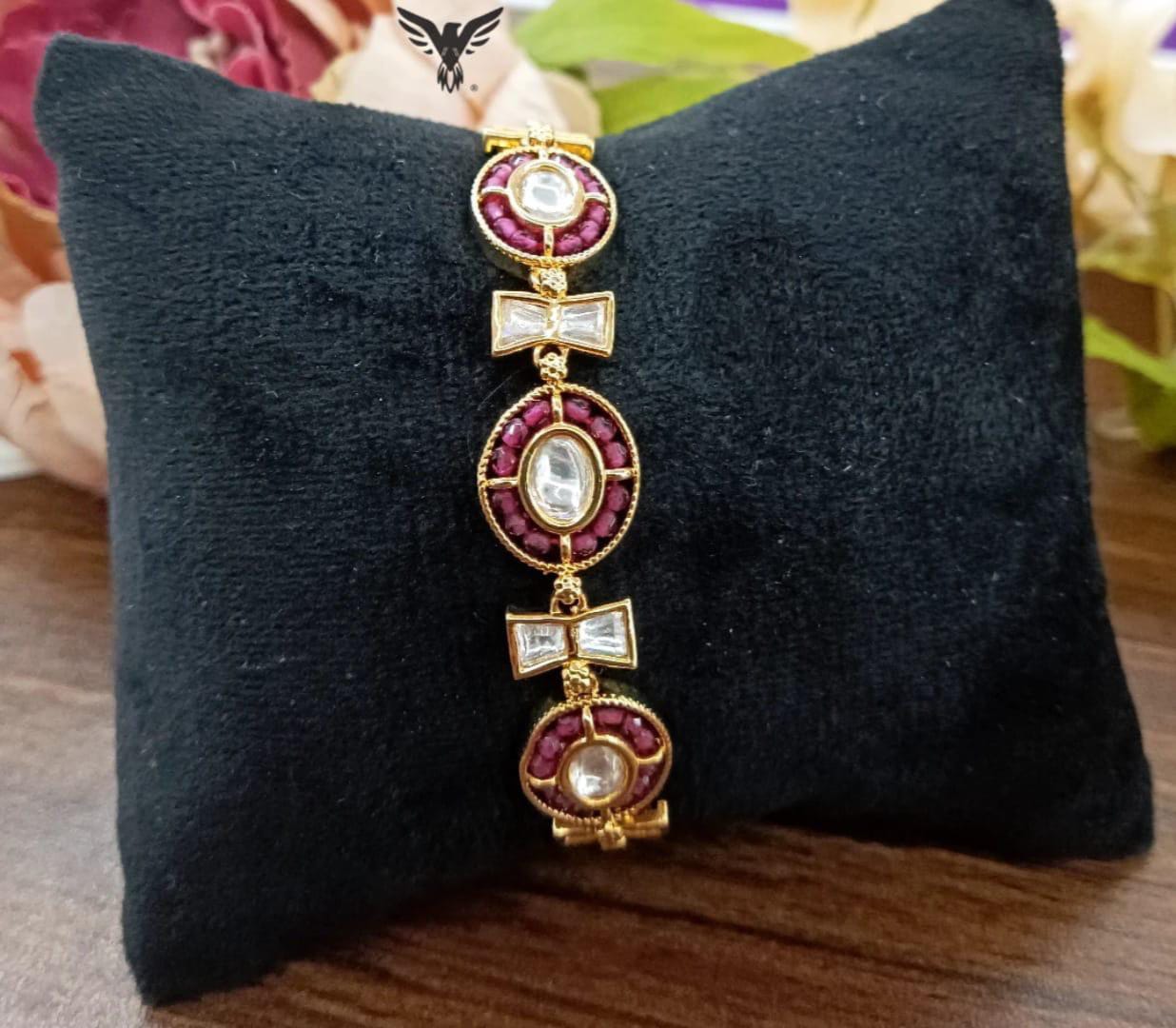 Mitali kundan Adjustable Bracelets Gold plated in Ruby for women