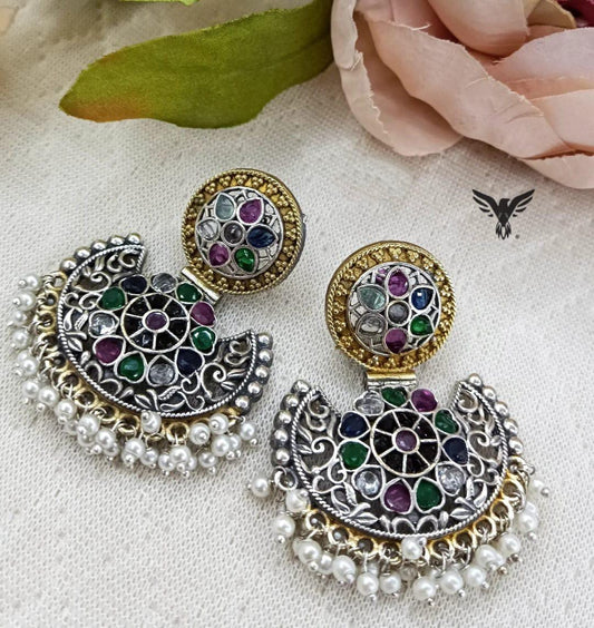 Naira Silver look alike earring in Multi For Women