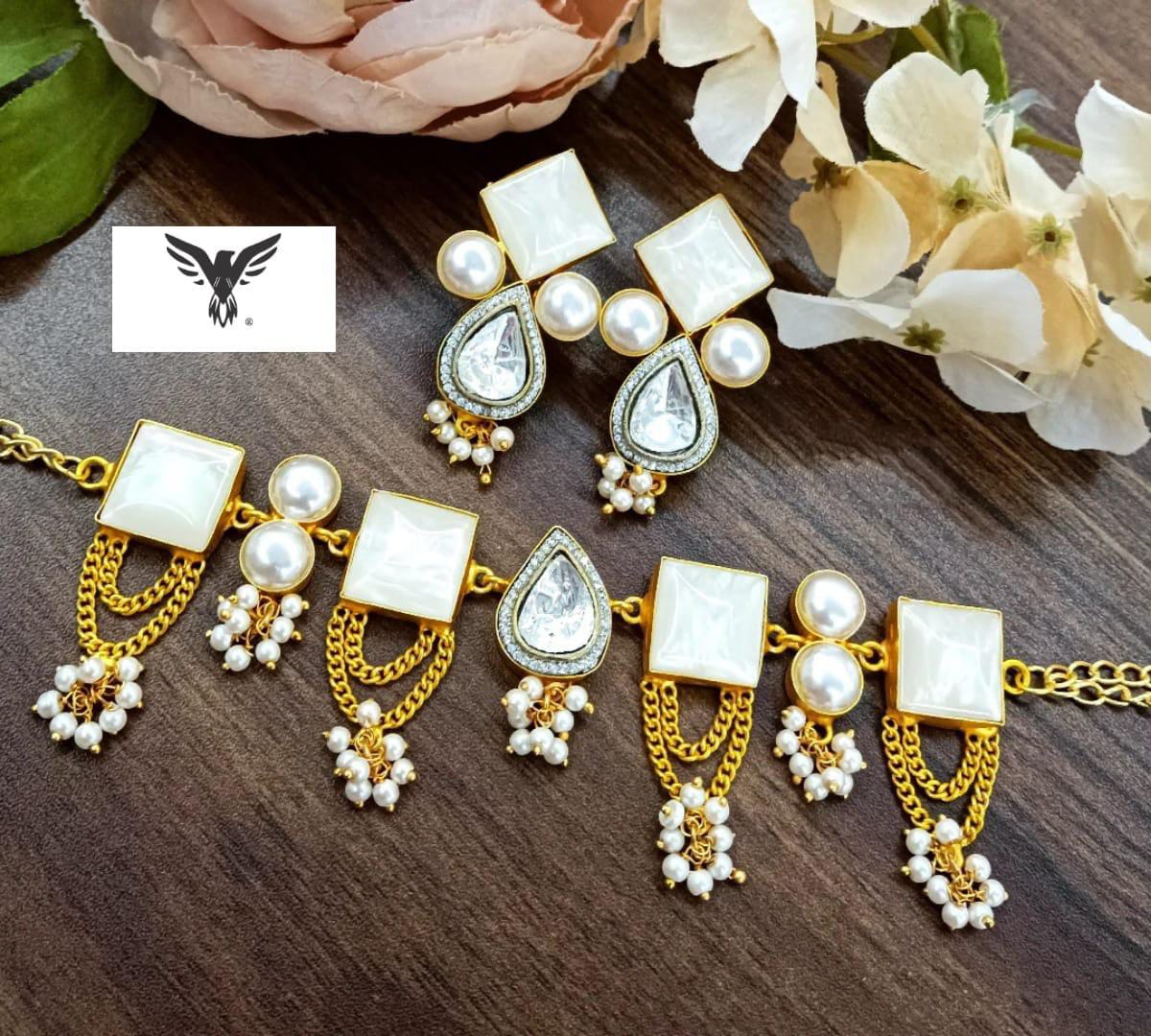 Square Duzy Necklace Set With Earrings For Women