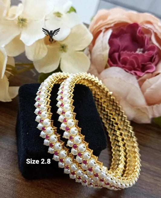 Maitri bangles in pink pearl for women