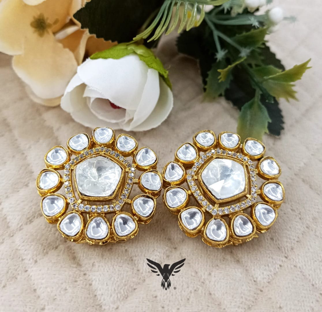 Fara Floral kundan Gold plated studs