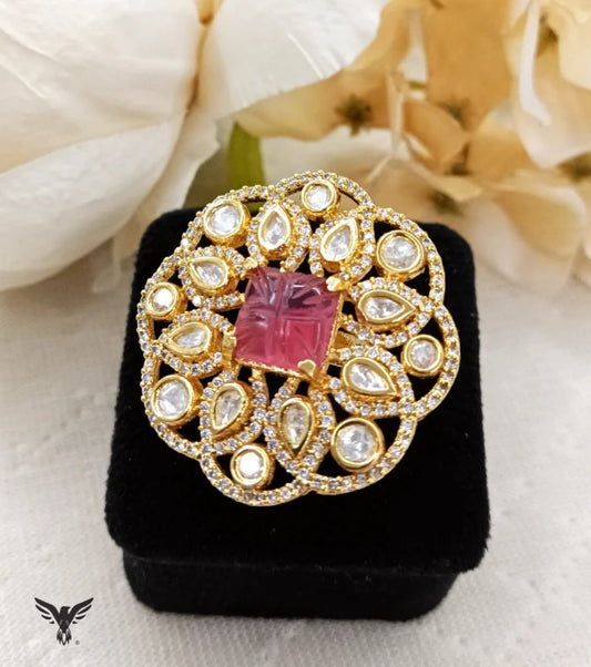 Bindiya Kundan Ring in Ruby For Women