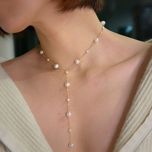 Real Fresh Water pearls necklace With Hanging chain For Women