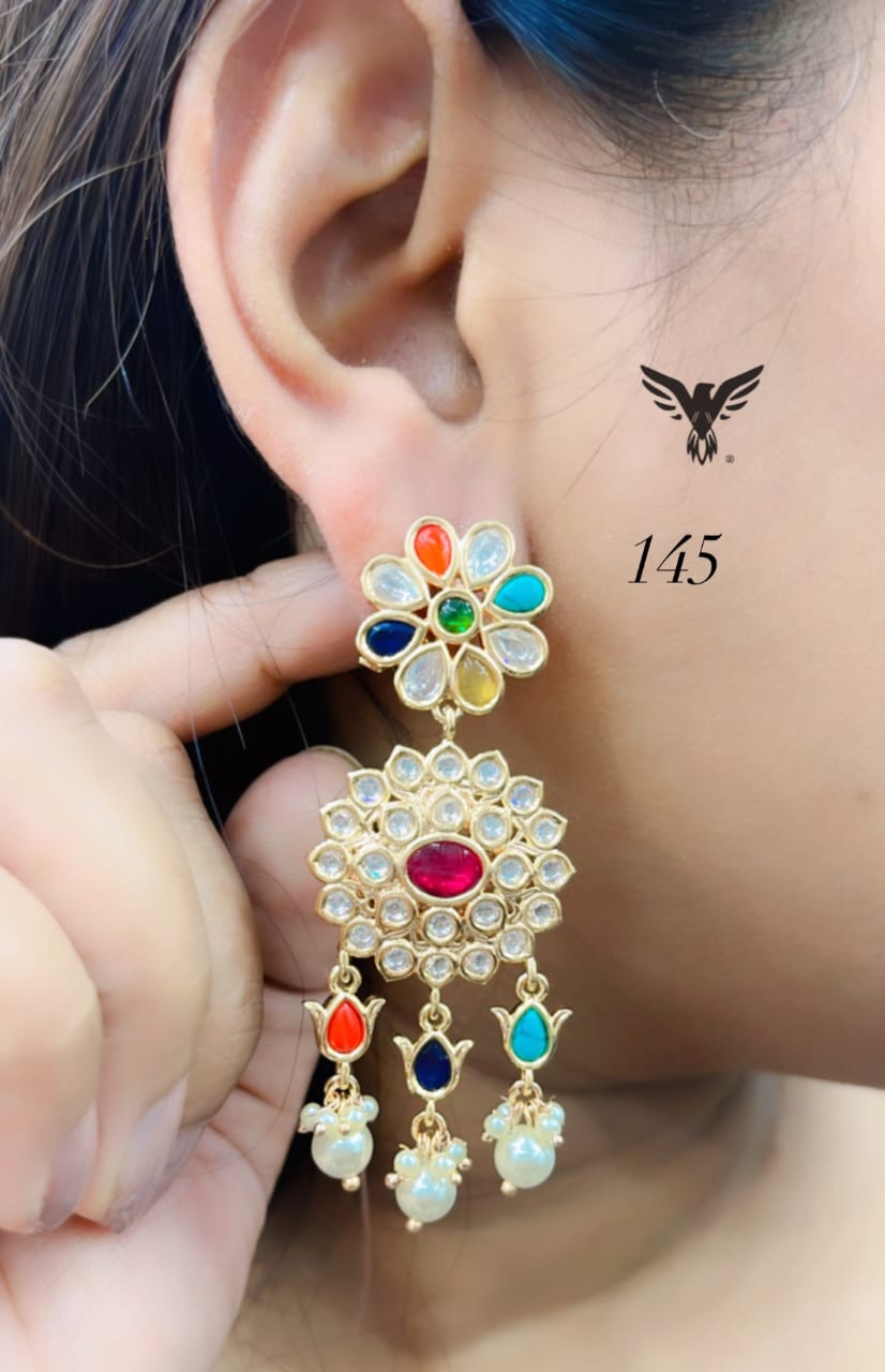 Odika Gold plated Kundan Earings In Multi For Women