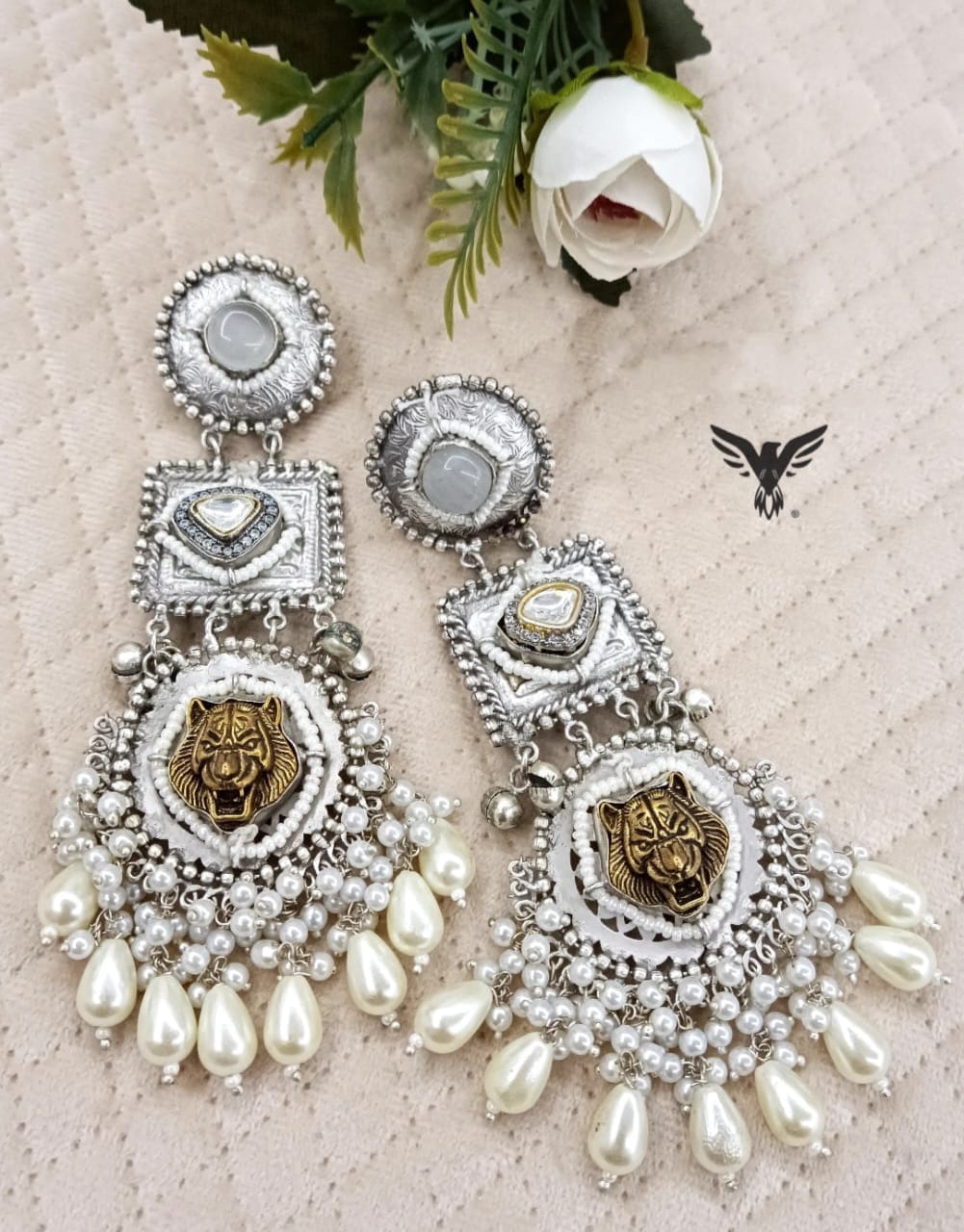 Sabyasachi inspired with polki silver look alike earrings for women