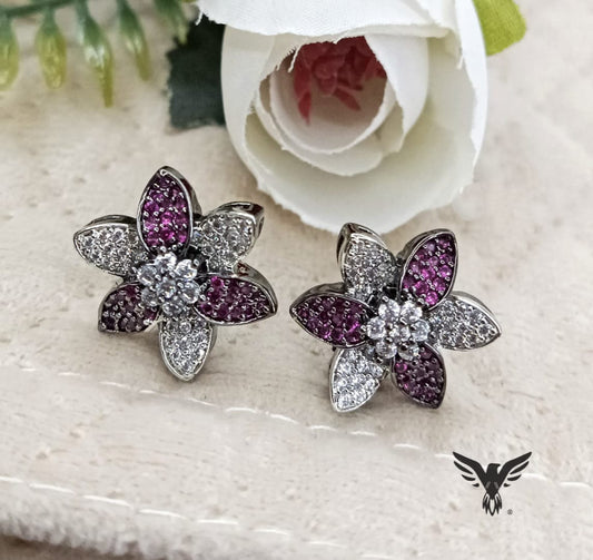 Pink Flower stud Studs for women