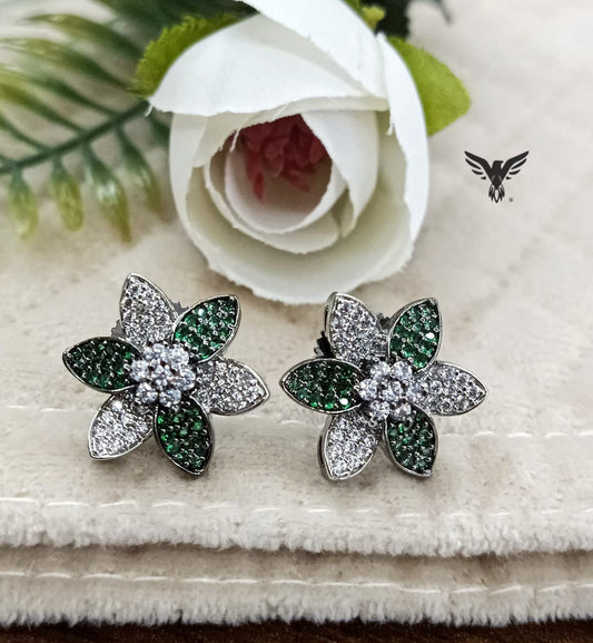 Emerald green Flower Studs for women