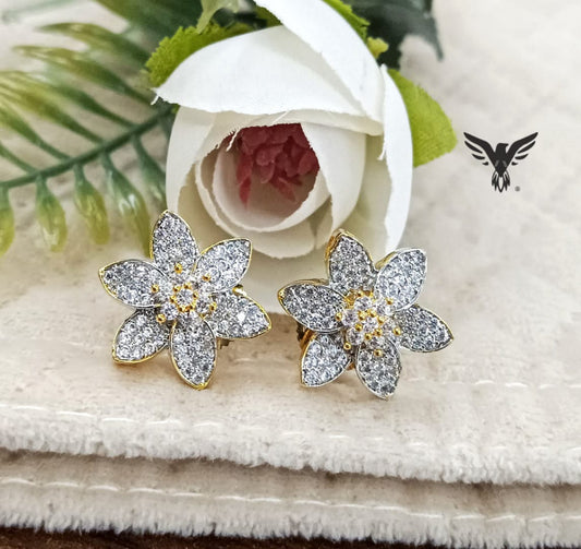 Dual Tone Flower Studs for women