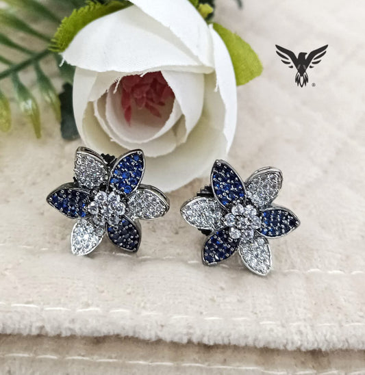 Sapphire blue Flower Studs for women