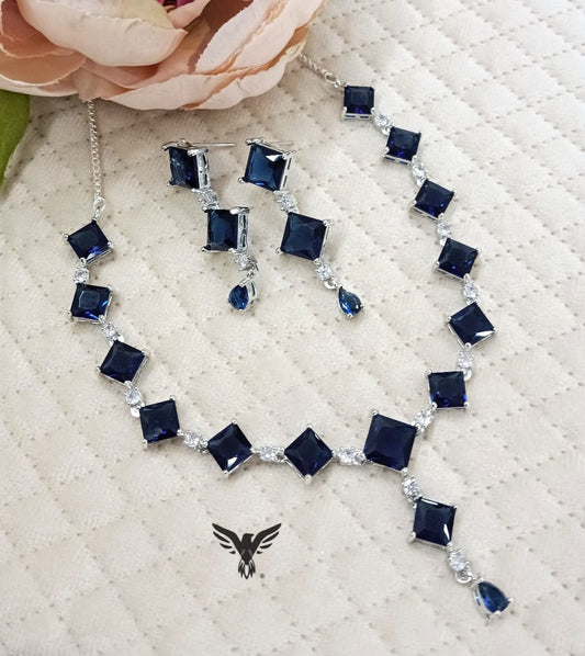 Warisha Swarovski Necklace Set in Blue For Women