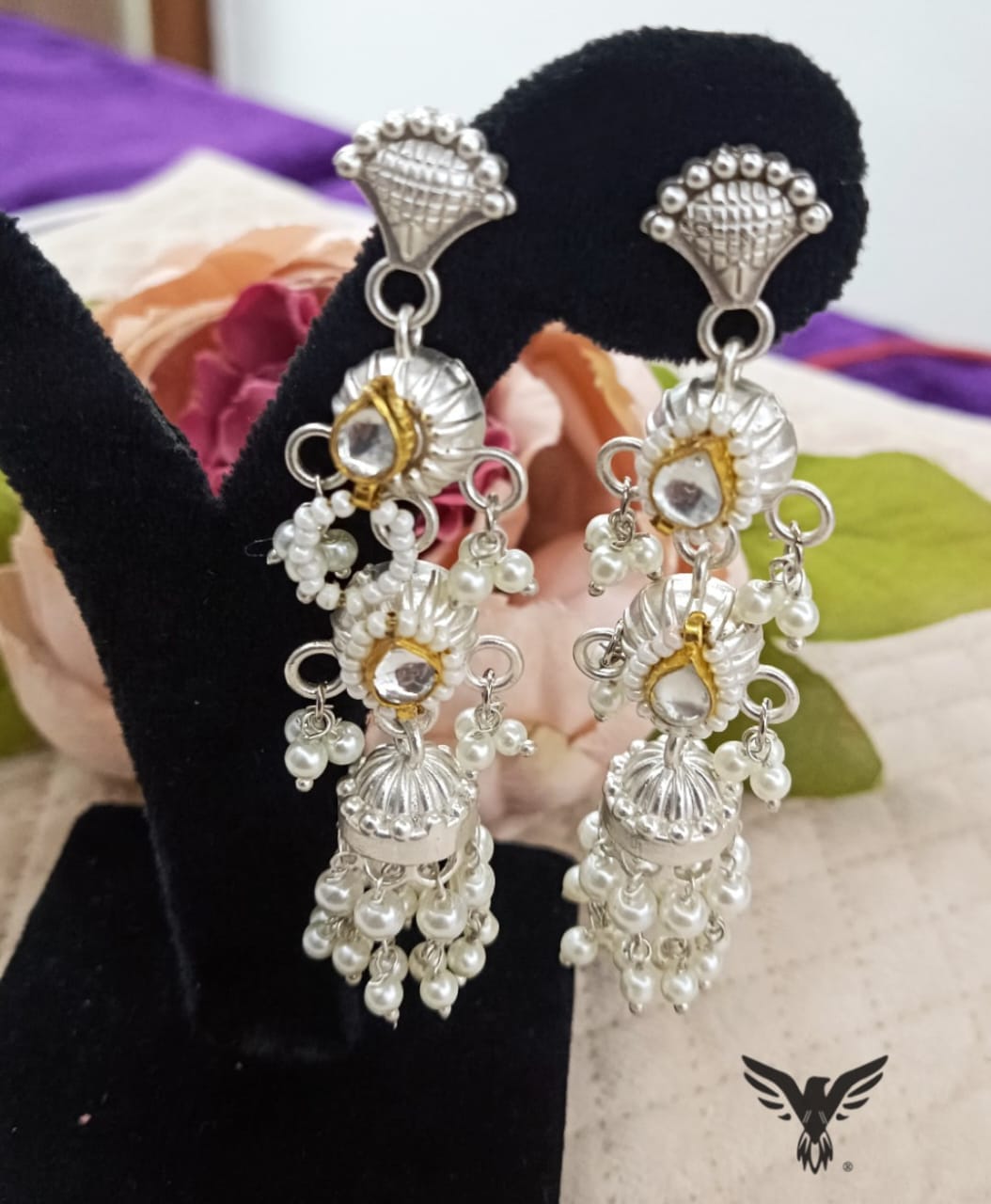 Ziana Silver look alike earring in White For Women