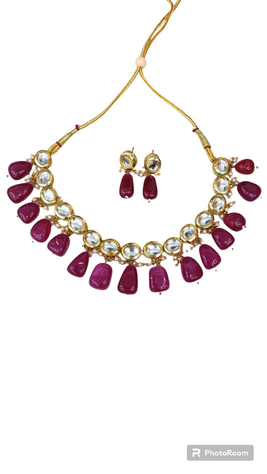 Jaypore Kundan neckklace with backside meenakari in Ruby stones