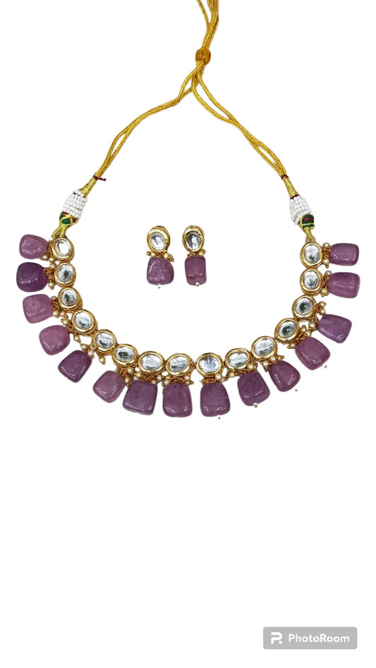 Jaypore Kundan neckklace with backside meenakari in purple stones