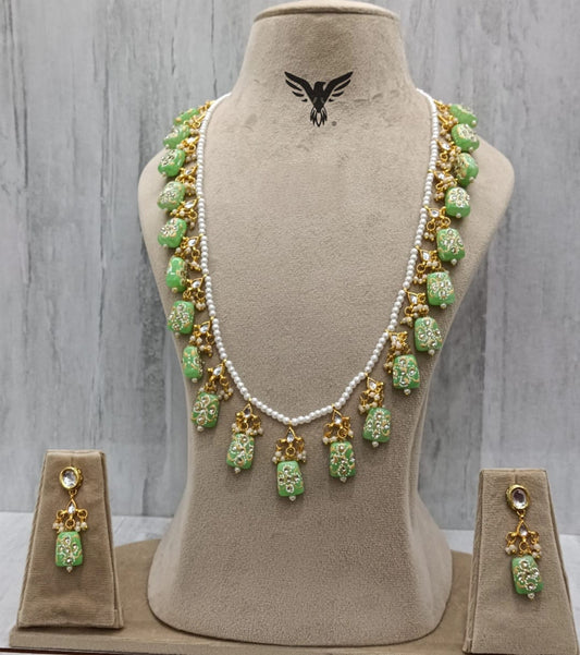 Mint green Handpainted Tanjore malas from jaipur for girls and women