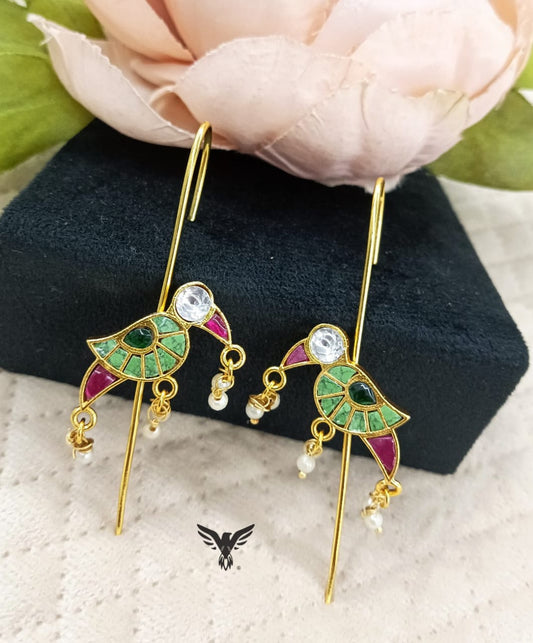 Raisa earcuff peacock earrings in mint for womens