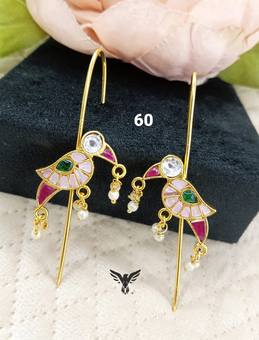 Raisa earcuff peacock earrings in Pink for womens