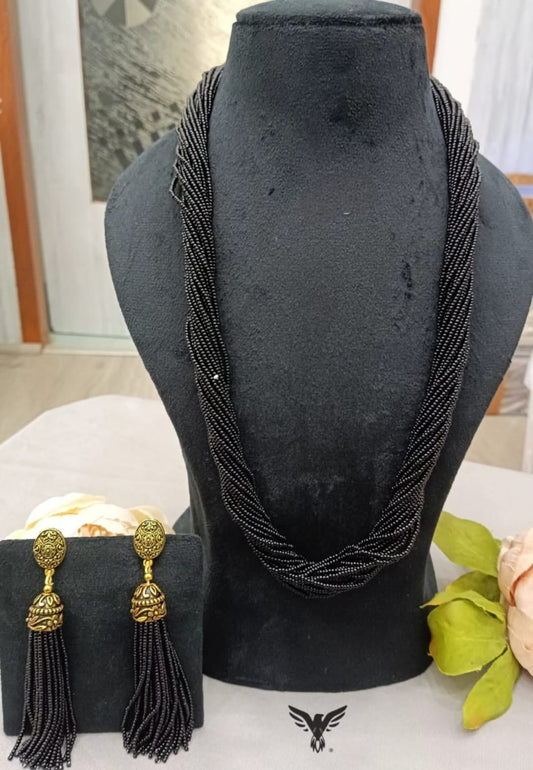 Multi layered mala in Black from jaipur for women