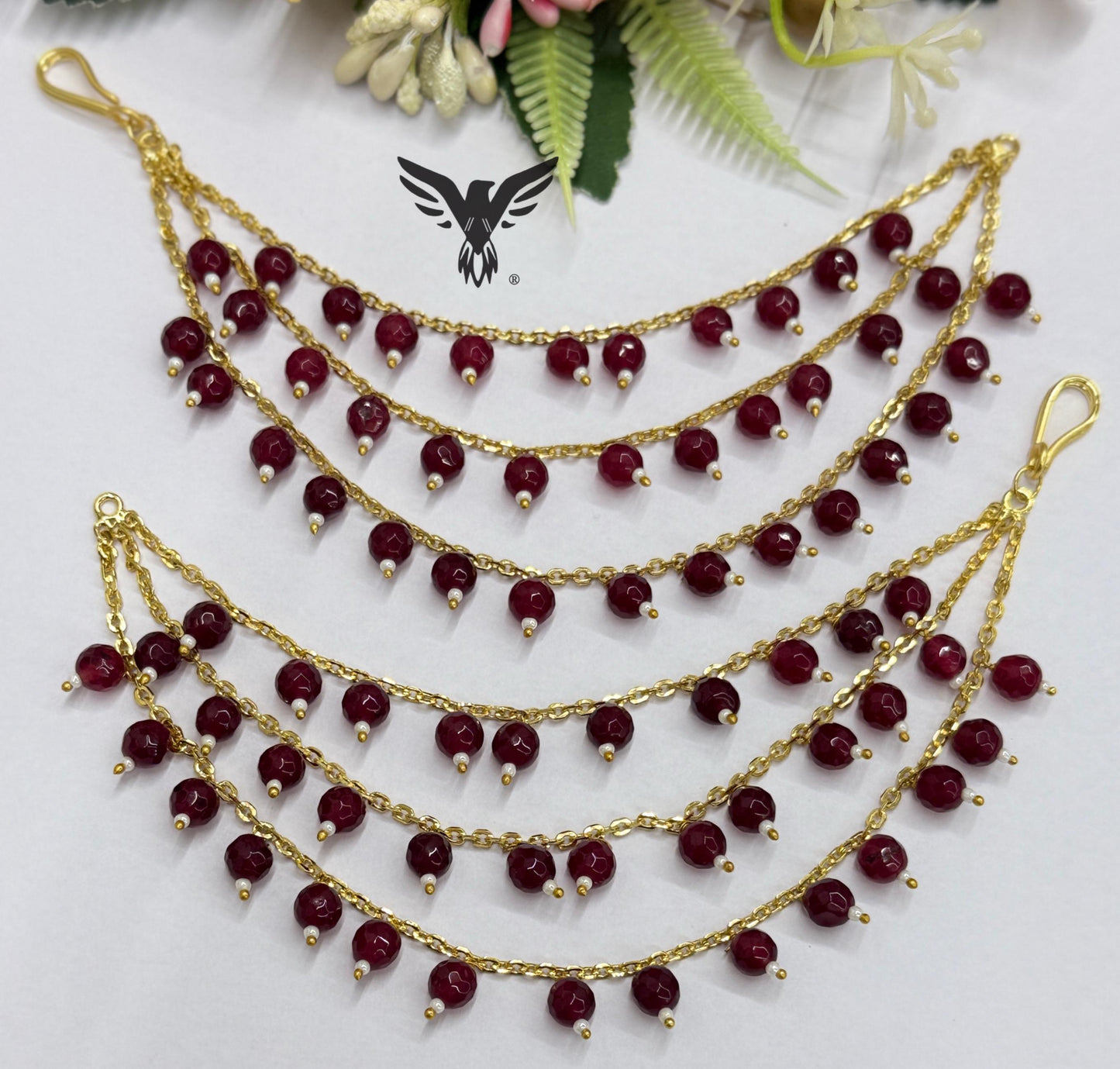 Hanging pearls kaanchain in Red For Women
