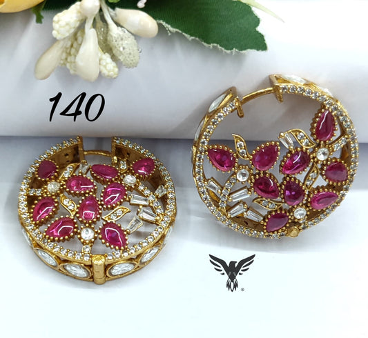 Hoops kundan Mosanite Kundan Earrings in Ruby  for women