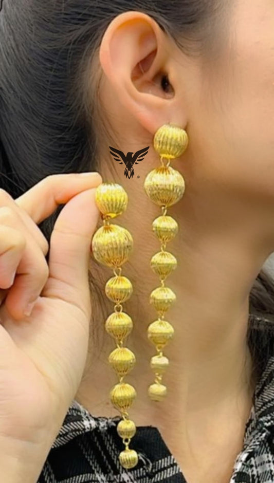 LONG DEEPIKA PADUKONE INSPIRED VIRAL EARRINGS FOR GIRLS IN GOLDEN POLISH