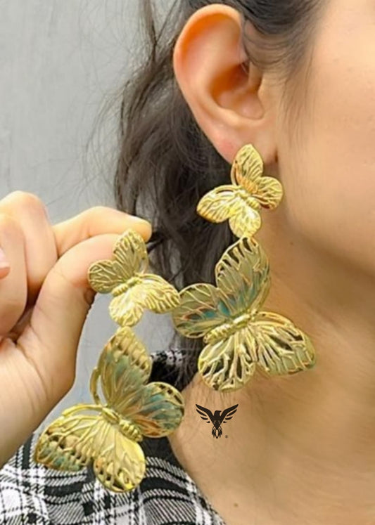 BUTTERFLY DREAM EARRINGS IN GOLDEN POLISH FOR GIRLS