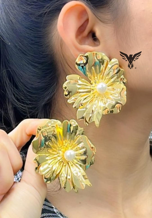 ANTITARNISH FLORAL OVERSIZED STUD EARRINGS FOR WOMEN