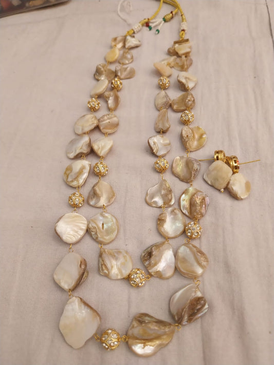 Elegant beige  double layered necklace mala for women