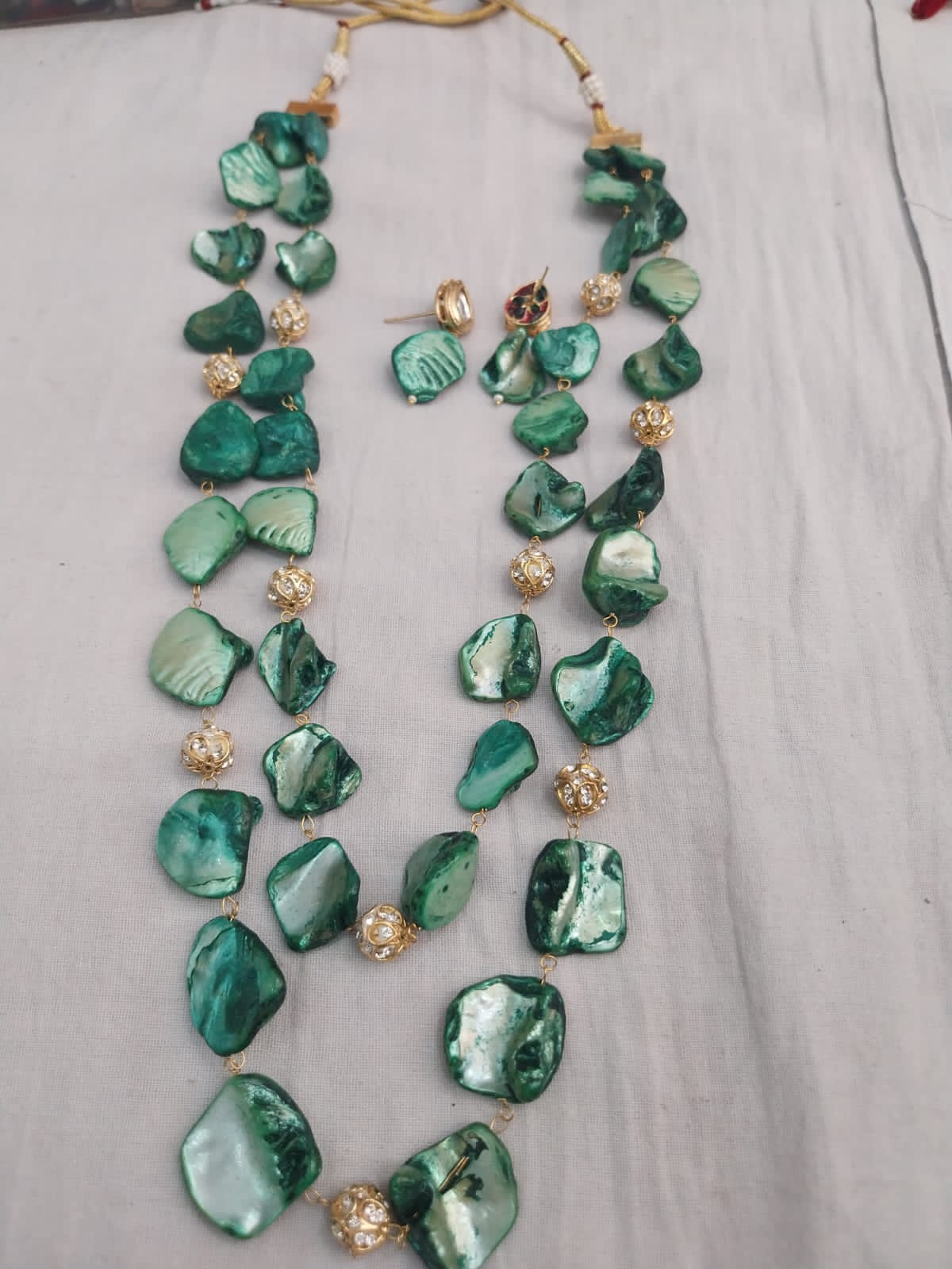Elegant Emerald double layered necklace mala for women