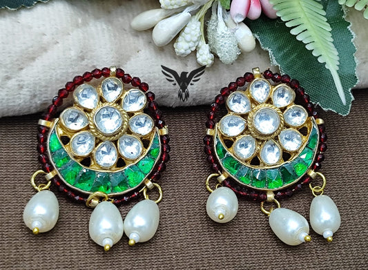 Chand with slower studs with pearls for women