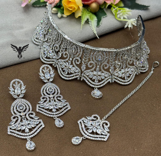 Dhunit semi bridal Diamond Necklace Set Women