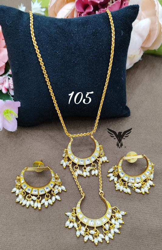 Chaand premium mosanite multi pendent set for women