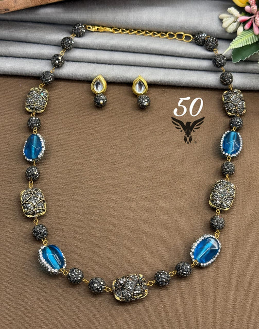 Baroque with Blue stones mala for women