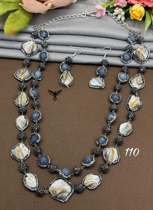 Golden double layered mala with natural stones for women