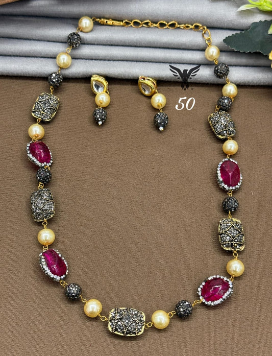 Baroque with Ruby stones mala for women
