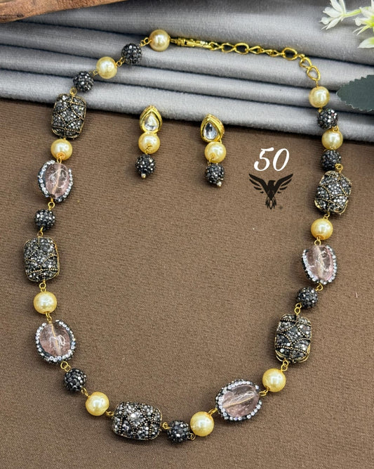 Baroque with pink stones mala for women