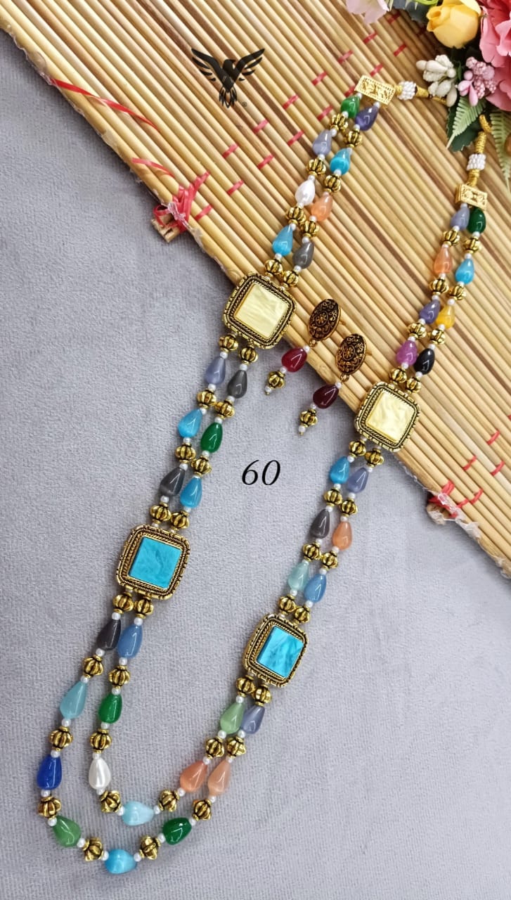 Multicolour mala with side motives in double layered for women