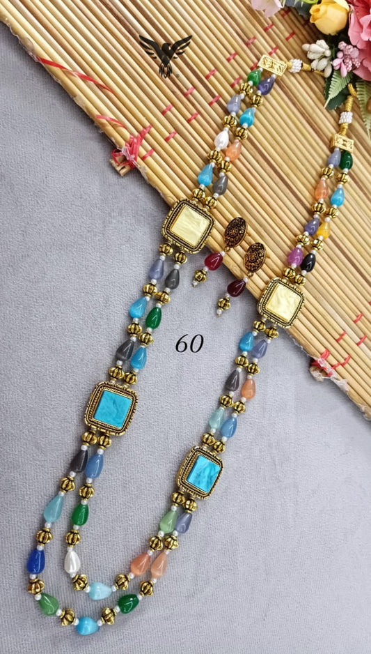 Multicolour mala with side motives in double layered for women