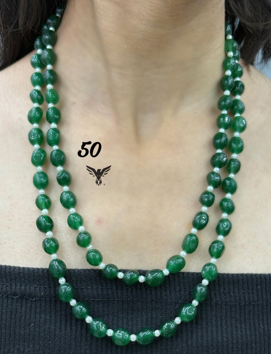 Emerald Green beaded double layered mala for women