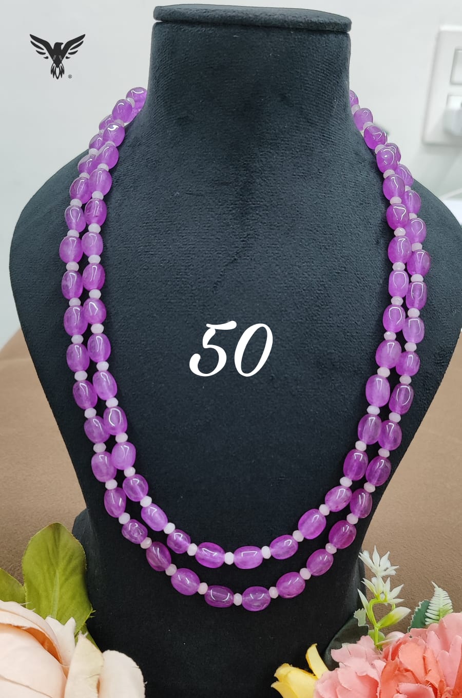 Purple beaded double layered mala for women
