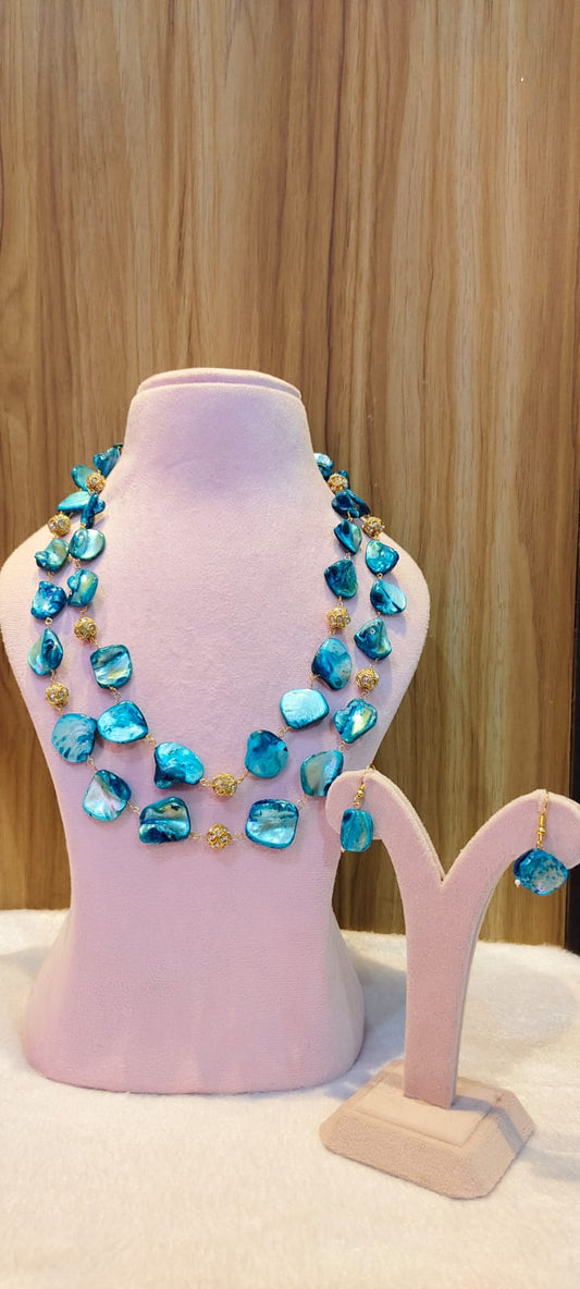 Unique Turquoise double layered necklace mala for women