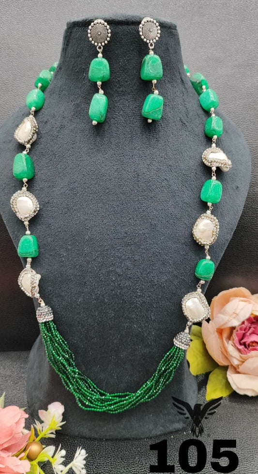 BAROQUE WITH HYDRO STONES MALA IN GREEN FOR WOMEN