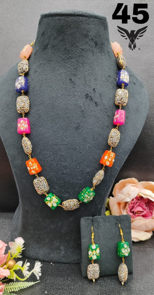 JAIPURI TUMBLES  WITH TURKISH BALLS MALA IN MULTI FOR WOMEN