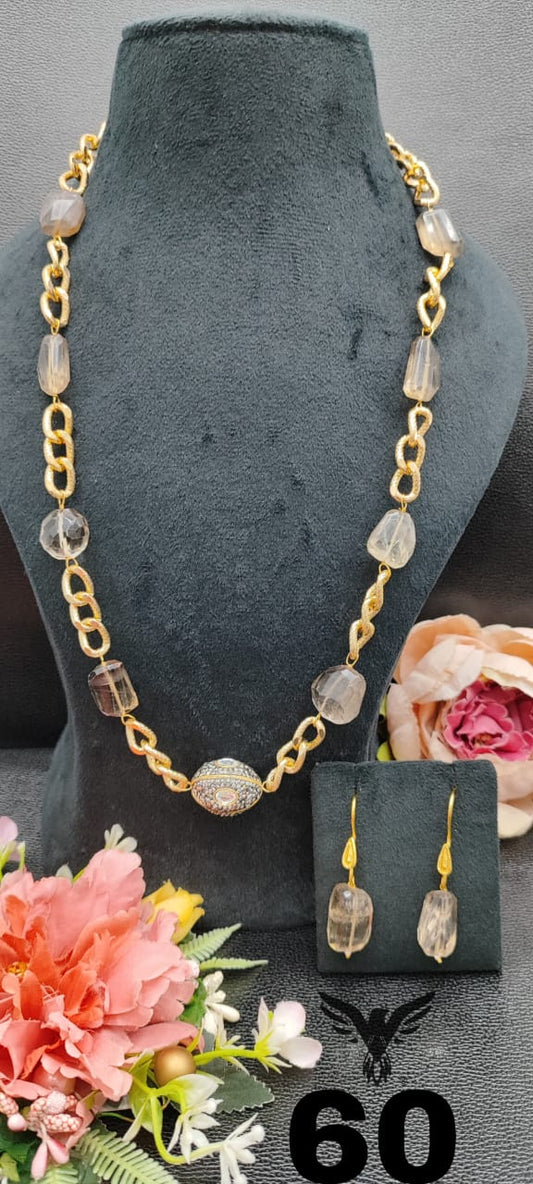 GOLDEN CHAIN WITH DUZY STONES MALA CHAMPAGNE FOR WOMEN