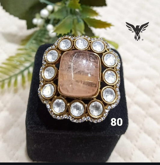 MOISSANITE SQUARE RING IN ORANGE FOR WOMEN
