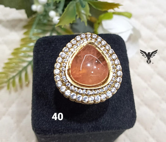 MOISSANITE TRANGLE RING IN ORANGE FOR WOMEN