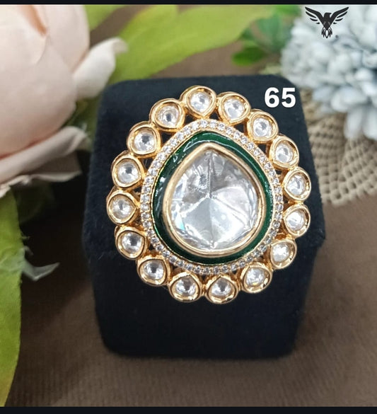 MOISSANITE POLKI RING IN GREEN FOR WOMEN (Copy)
