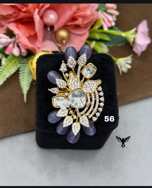 TULIP BEADSK AND MOISSANITE RING IN  FOR WOMEN